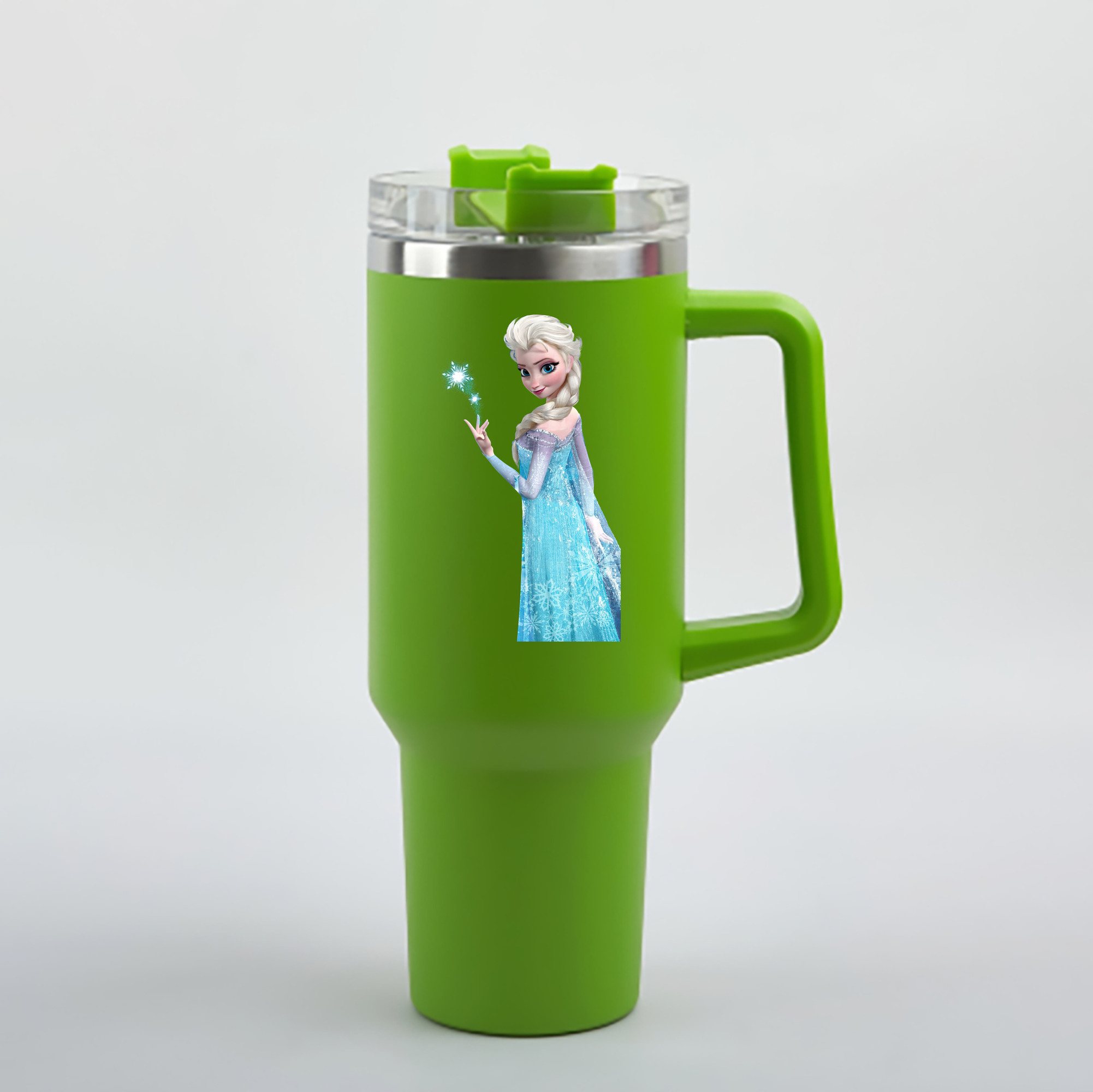 （画像用） アナと雪の女王 アンナ エルサ Frozen Anna Elsa 1200mL車用タンブラー - クリスタルステッカー（プラスチックストロー付き）